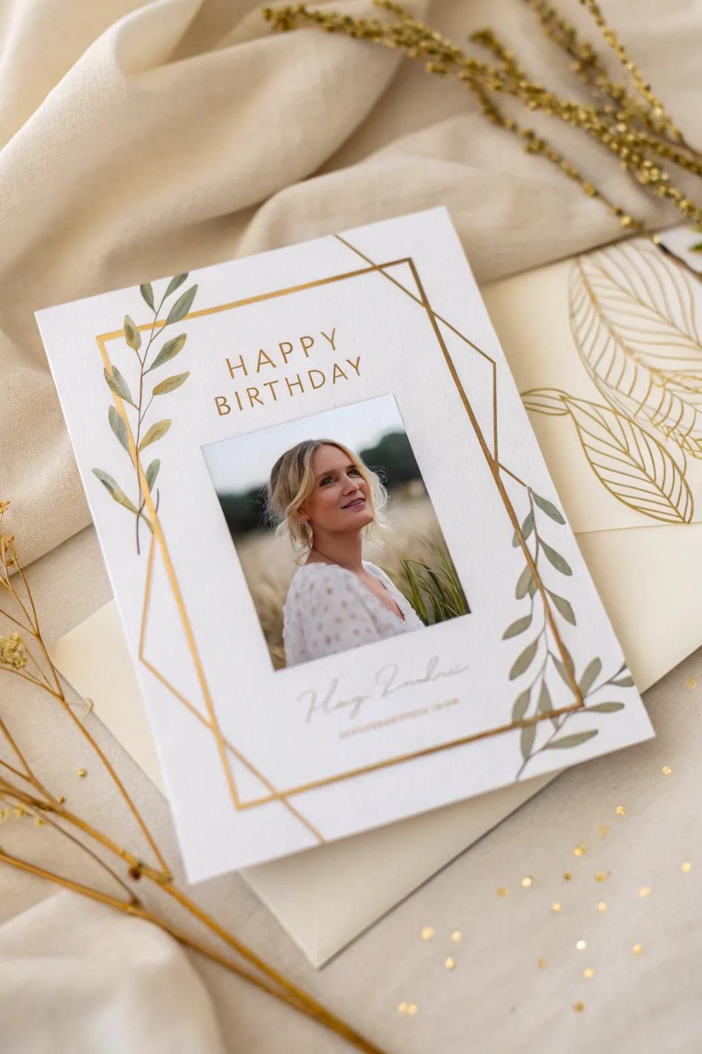 Elevate your birthday wishes with a touch of gold elegance.
