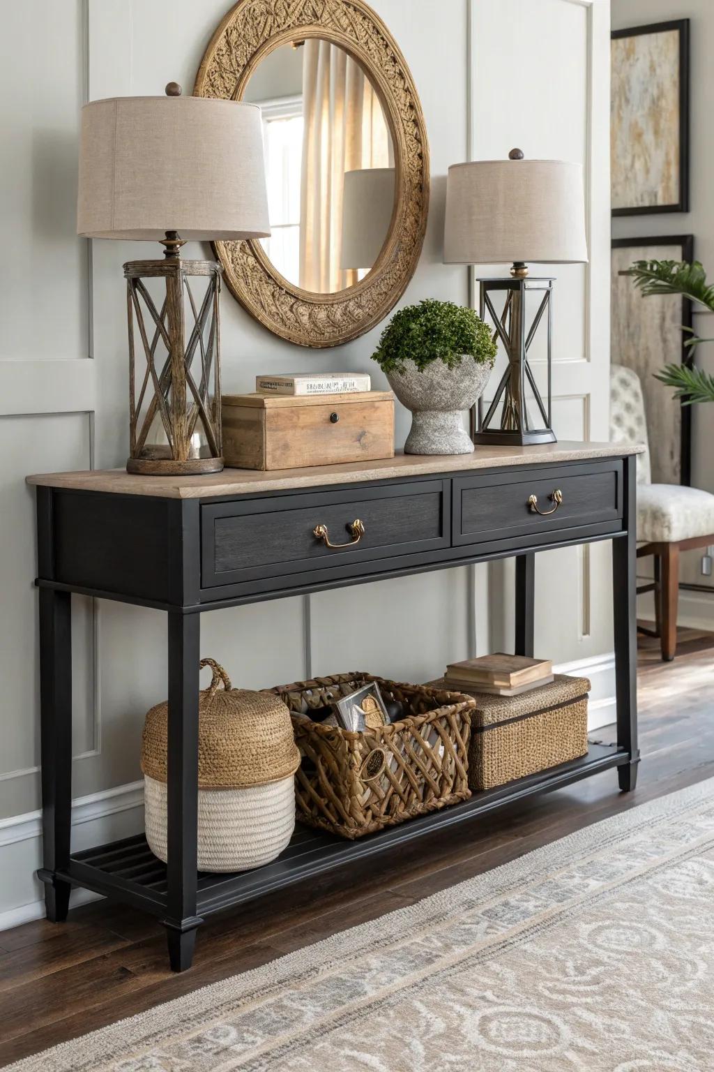 Neutral tones and textures create a harmonious and balanced decor.
