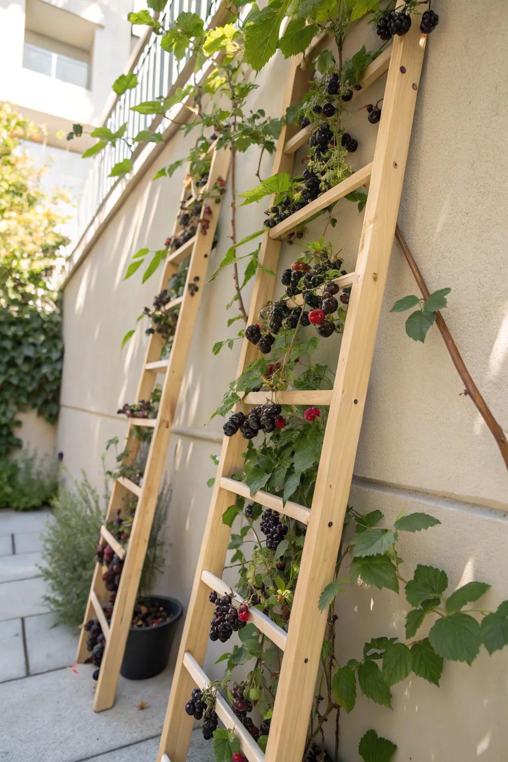 Transform your urban garden into a serene escape with a minimalist blackberry living wall trellis. 🍇✨