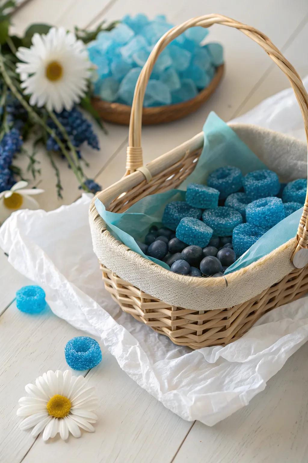 Indulge in Sweet Blue Treats: A delightful blend of flavors and aesthetics for your next gift basket!