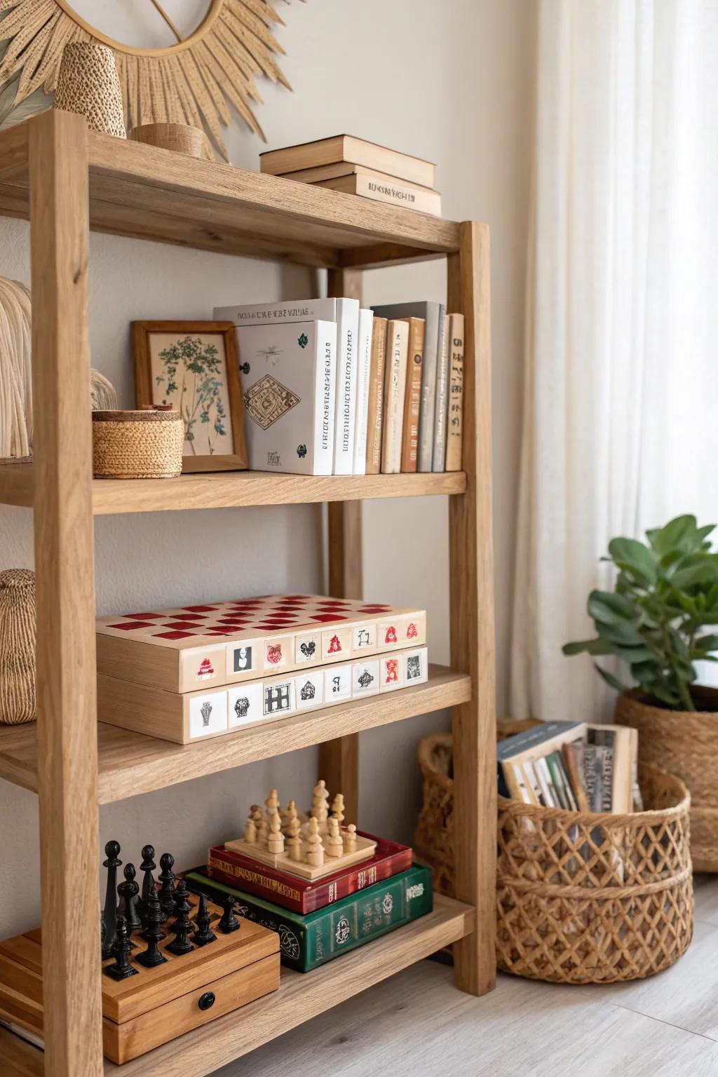 Craft Your Perfect Space: Embrace simplicity and elegance with custom shelving for your board games.