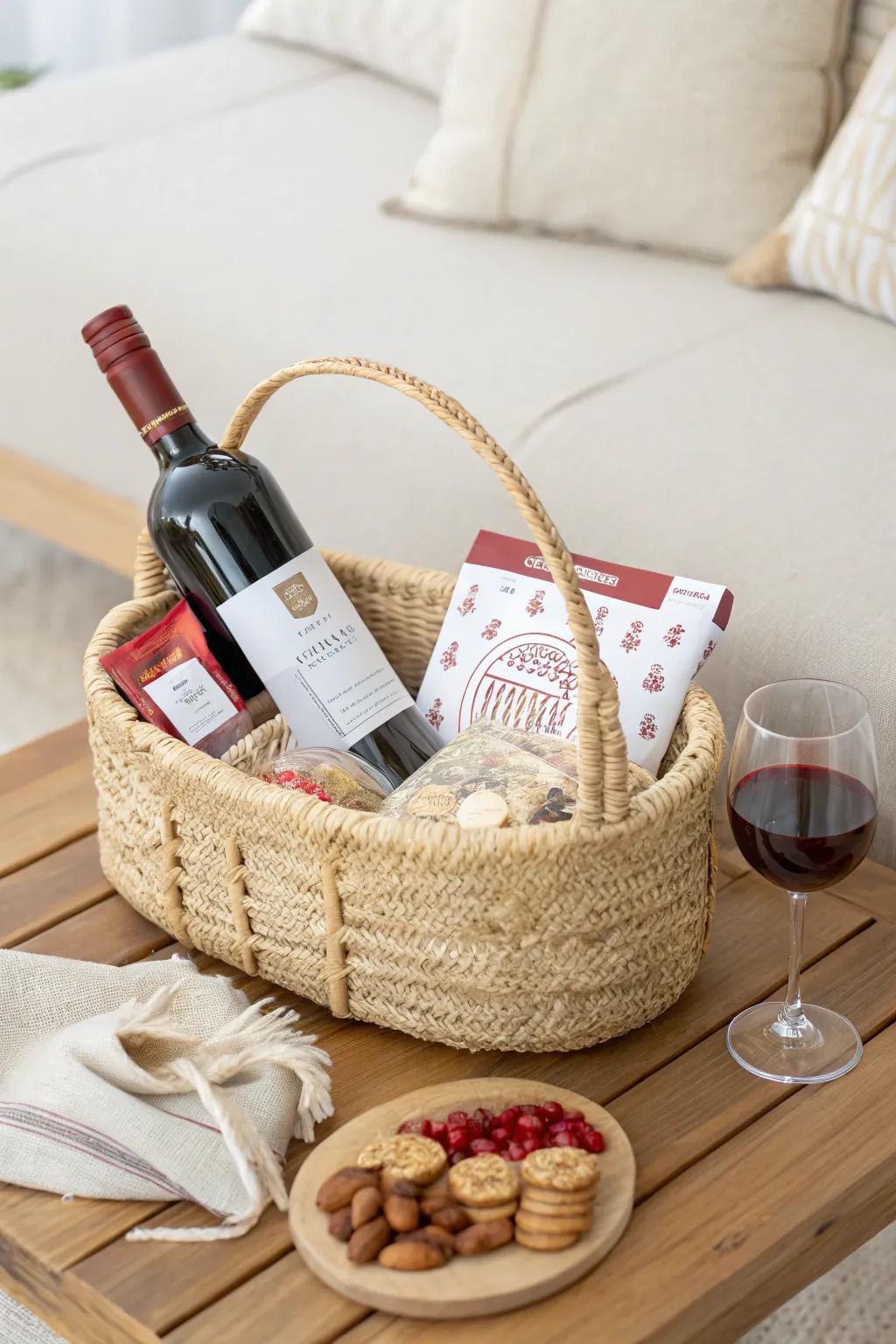 Craft the perfect cozy night in with a chic boo basket filled with her favorite delights.