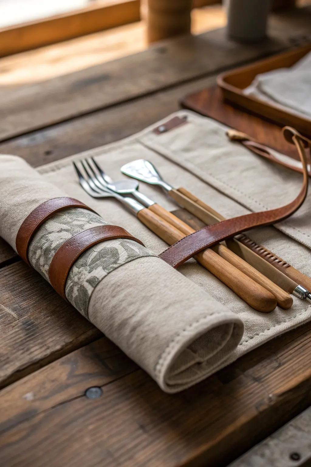 Elevate your camping experience with this chic DIY utensil roll, where minimalism meets boho elegance.