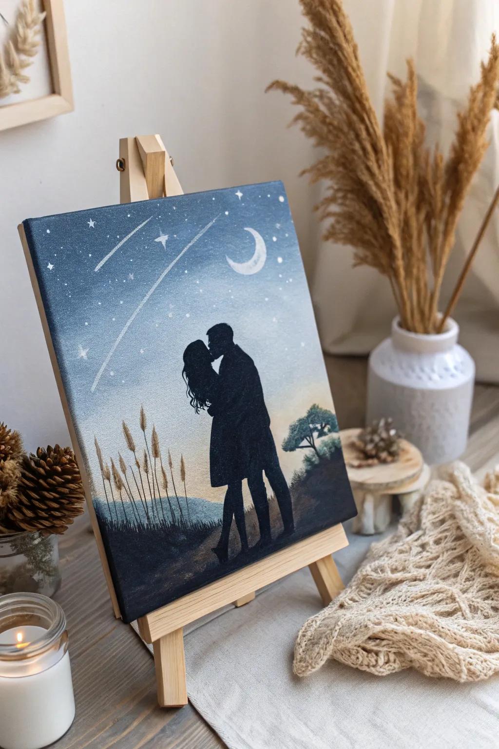 Embrace the serenity of love with this minimalist romantic canvas, perfect for adding warmth to any space.