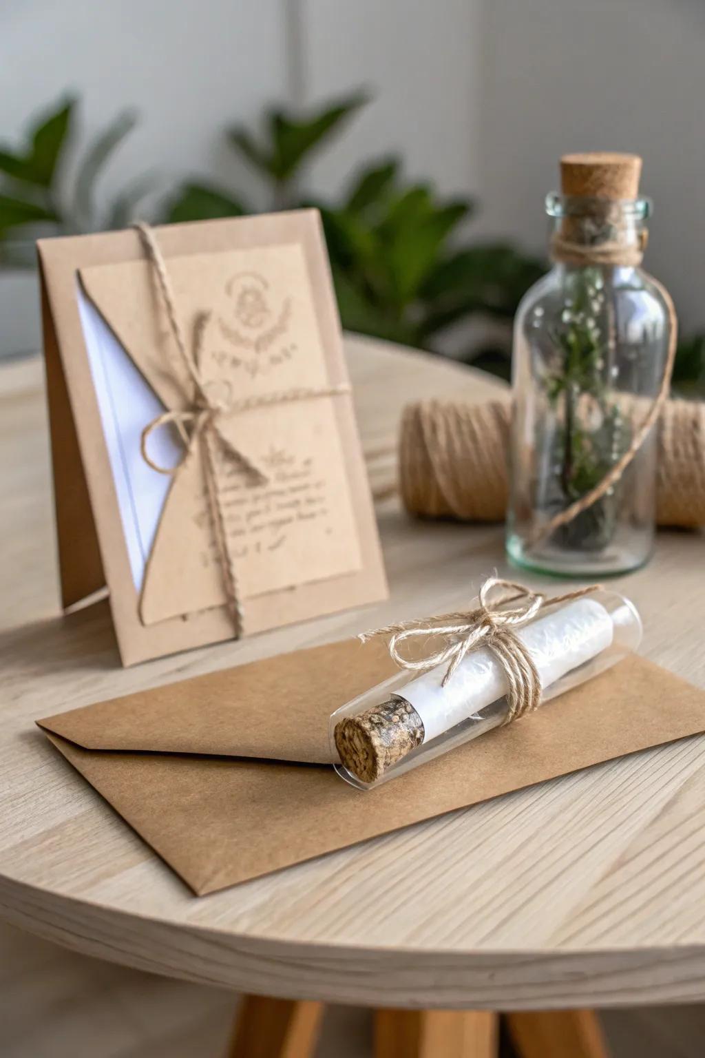 Express your gratitude with a charming 'Message in a Bottle' card, where simplicity meets heartfelt elegance.