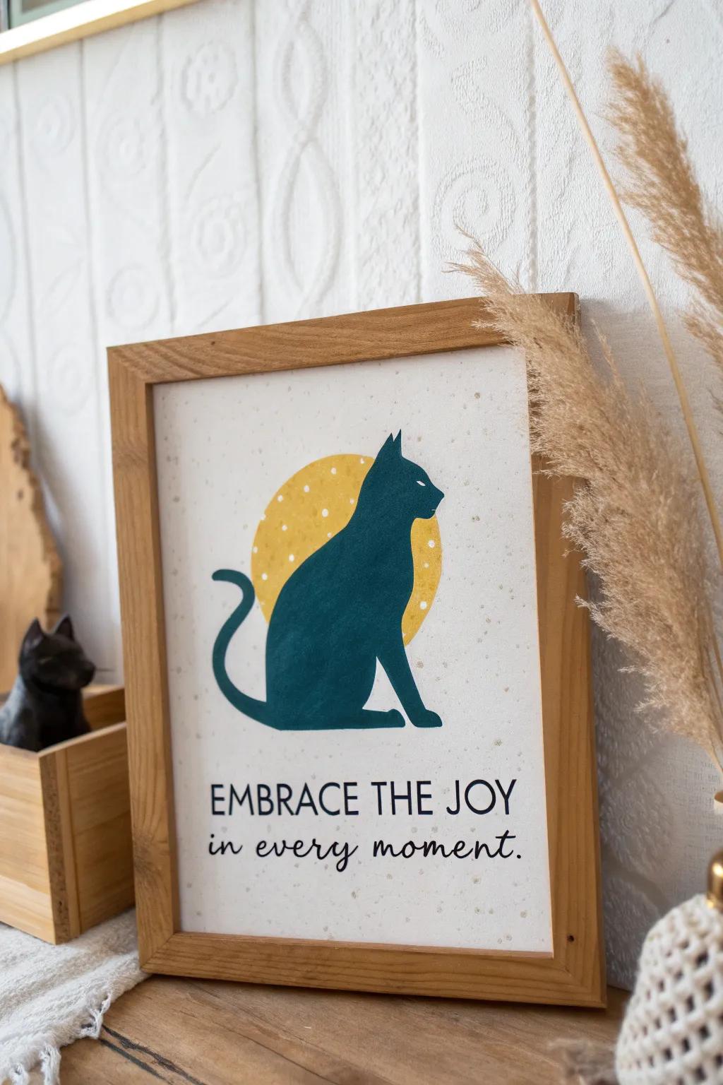 Find daily inspiration with this charming cat art and quote, perfect for adding a touch of positivity and style to your space.