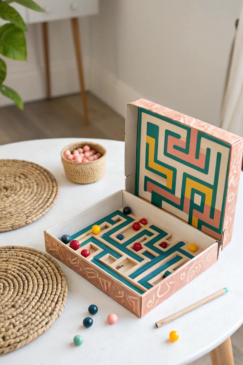 Get creative with a DIY marble maze that’s as fun to make as it is to solve! 🎨🌀 #Craftsmanship #MinimalistFun