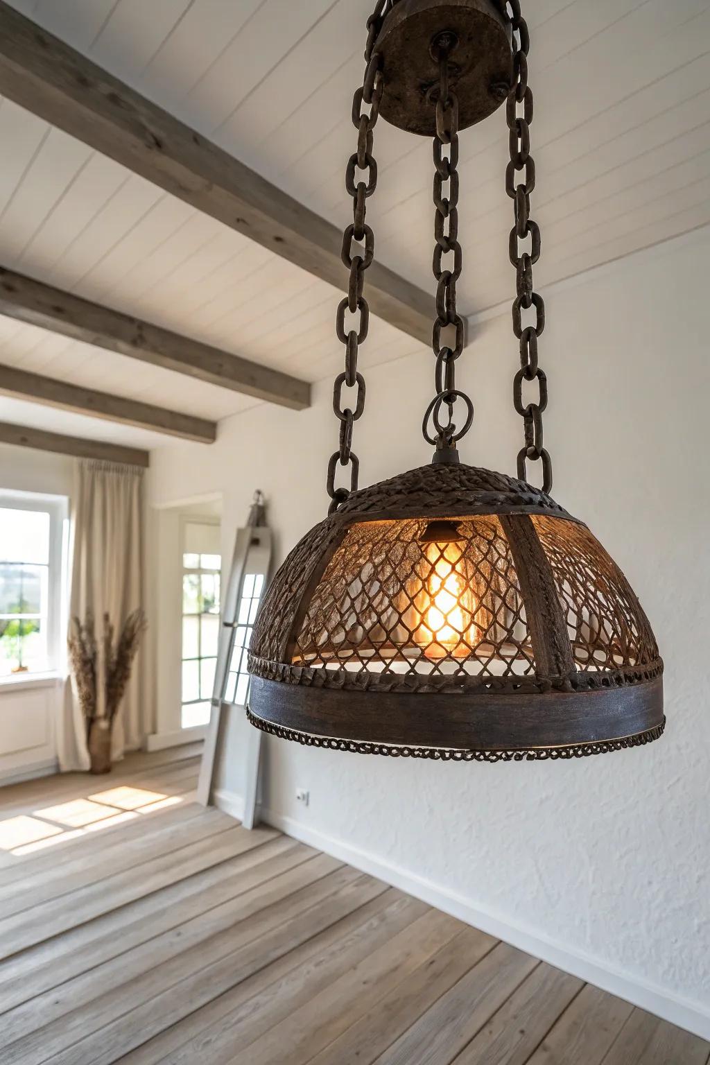 Illuminate your space with the rugged charm of an industrial chain lamp, where craftsmanship meets minimalist elegance.