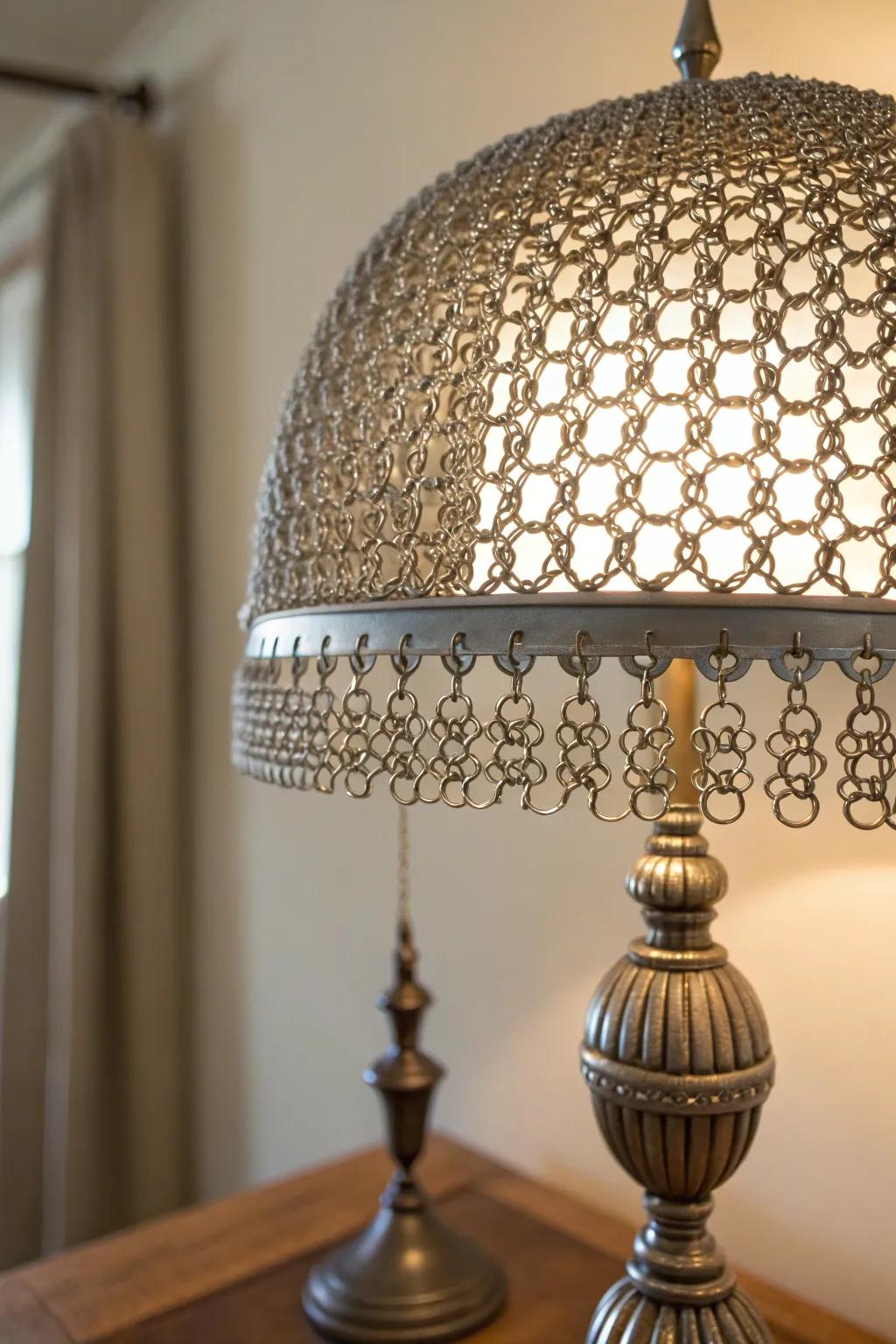 Illuminate your space with the timeless elegance of a custom chainmail lampshade.