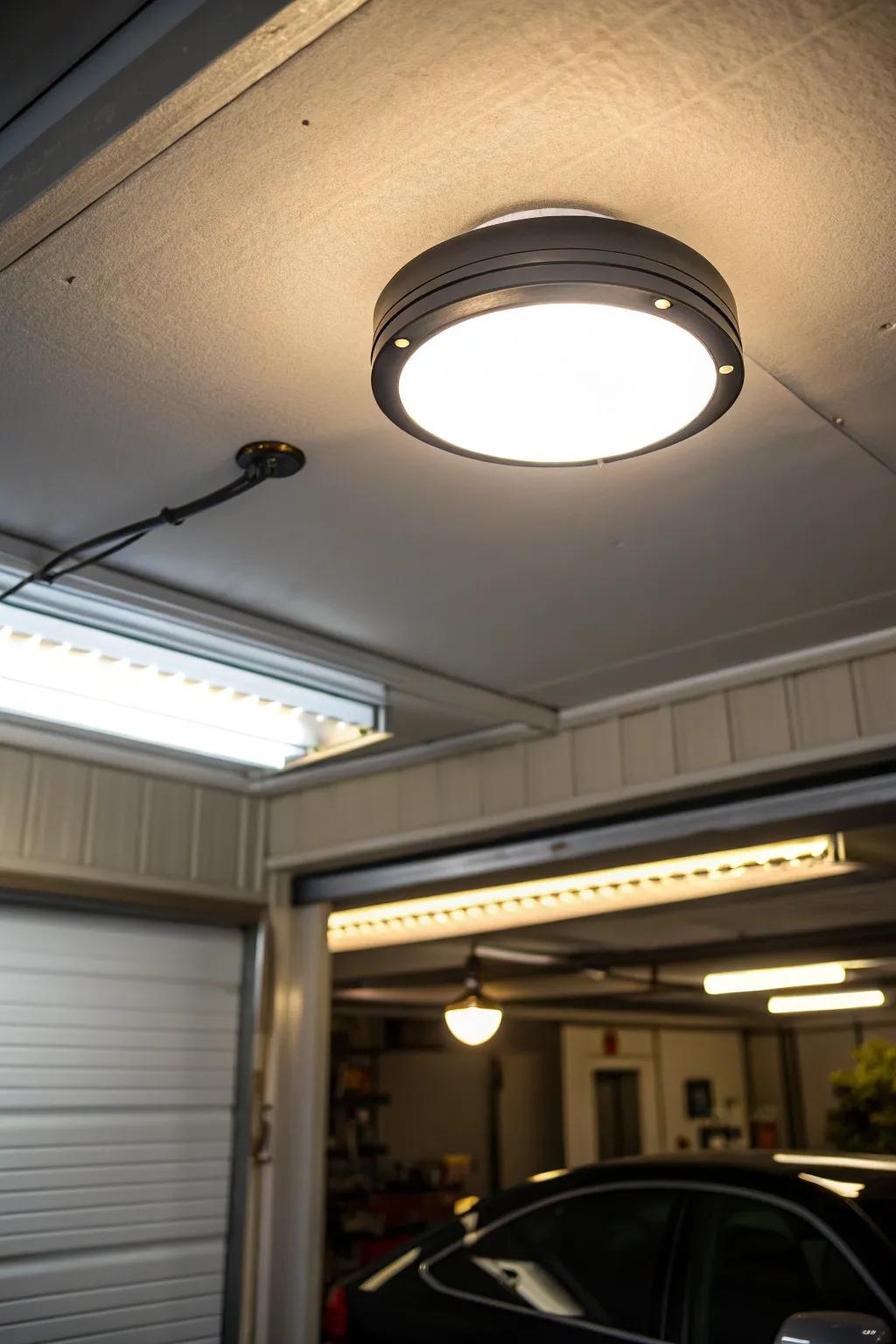 Brighten your garage with sleek, modern lighting.