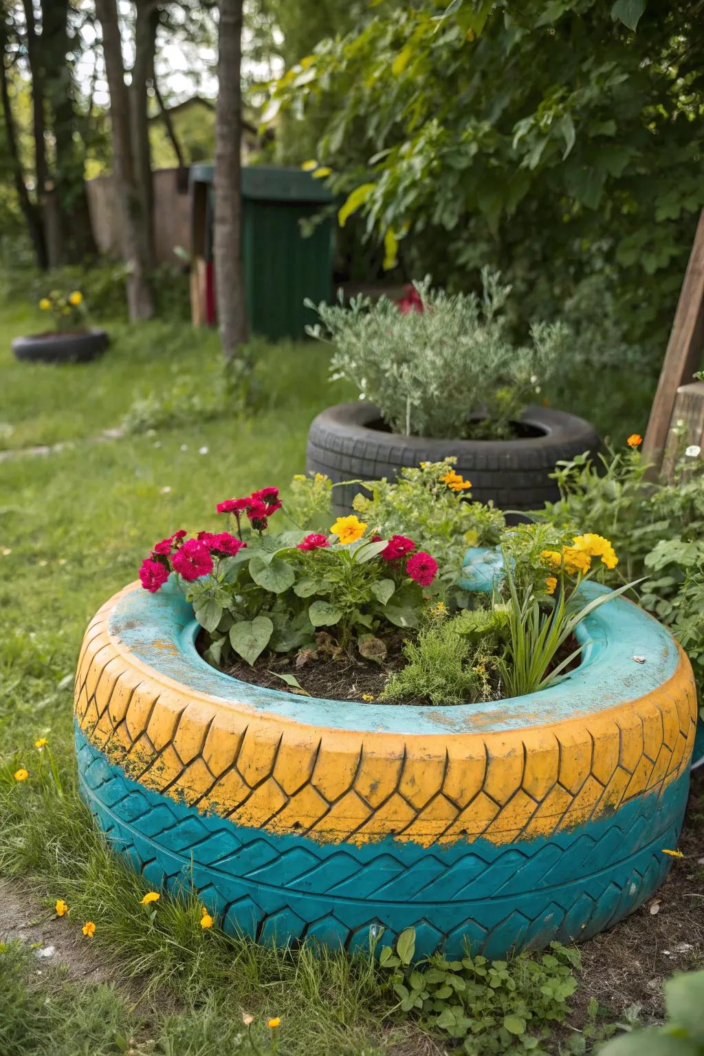 Transform your garden with eco-friendly tire planters—where sustainability meets bold style.
