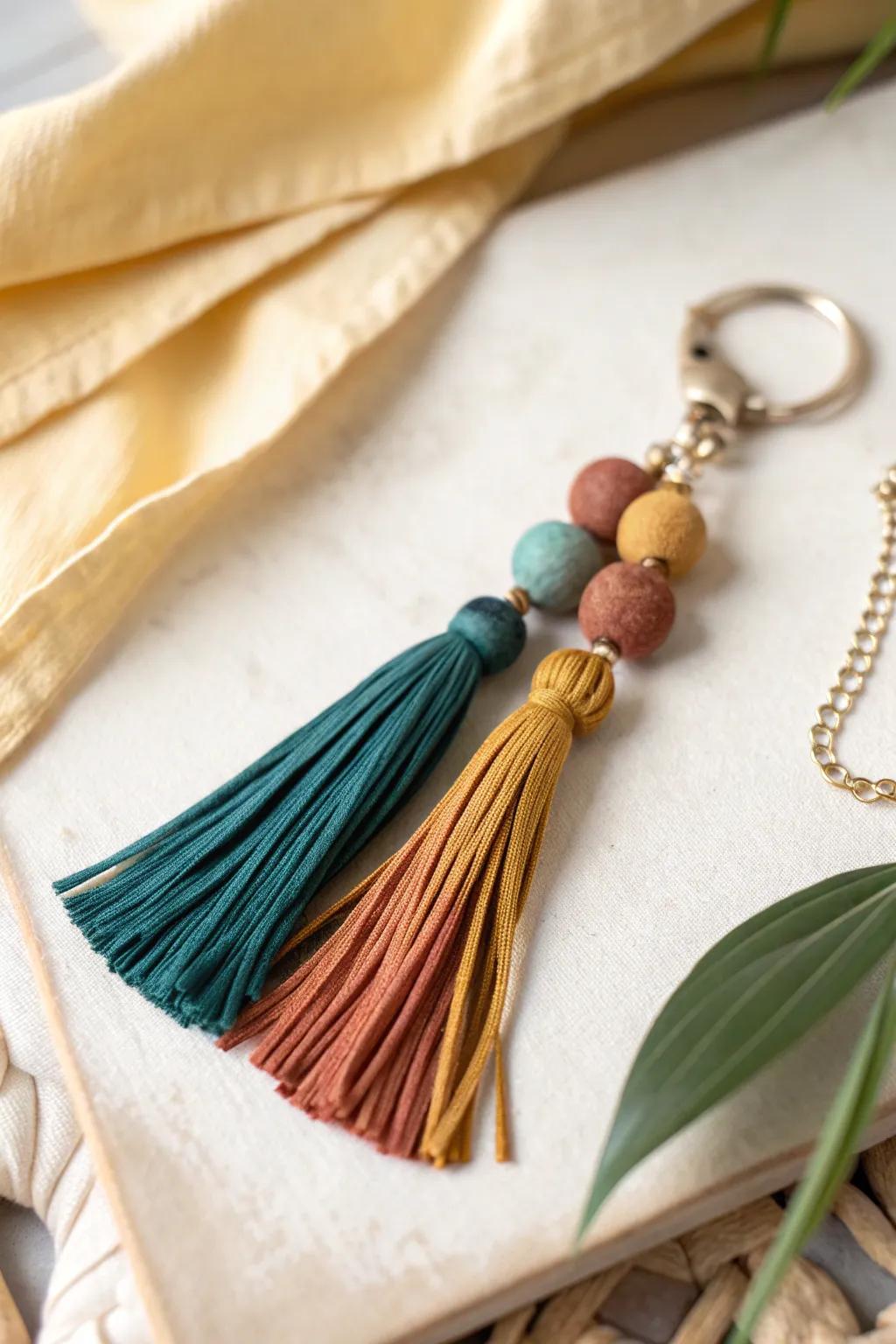 Add a touch of whimsy to your keys with these charming clay tassel keychains.