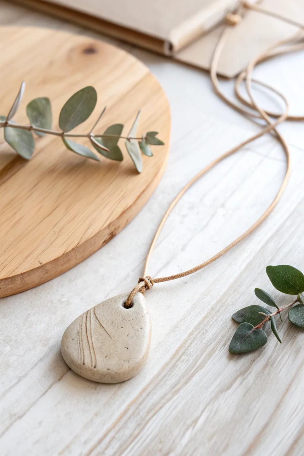 Embrace simplicity with an air-dry clay pendant, where minimalist design meets natural elegance.