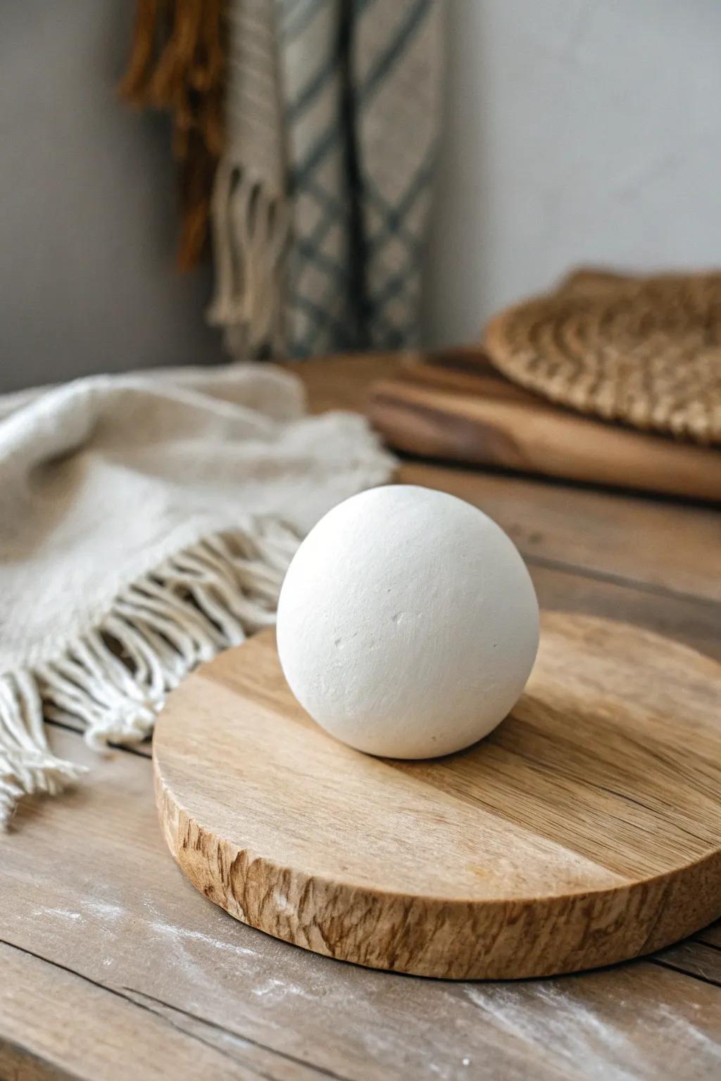 Embrace simplicity with a stunning white clay sphere that adds a touch of elegance to any space.