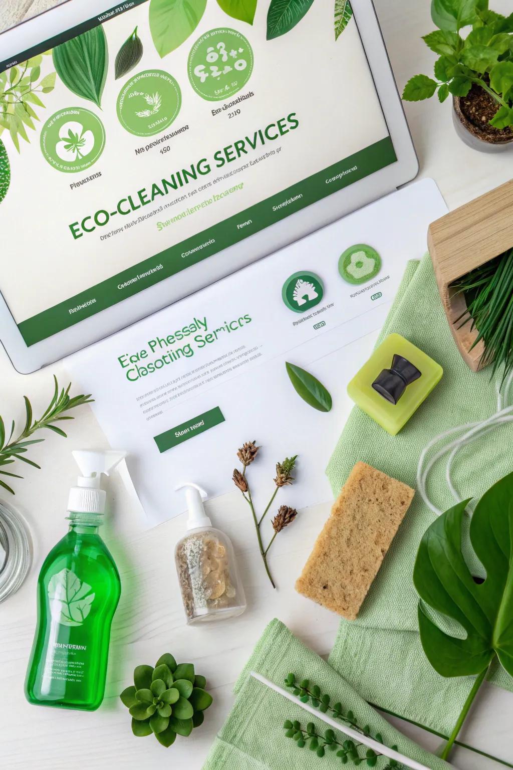 Eco-friendly services section on a cleaning website.