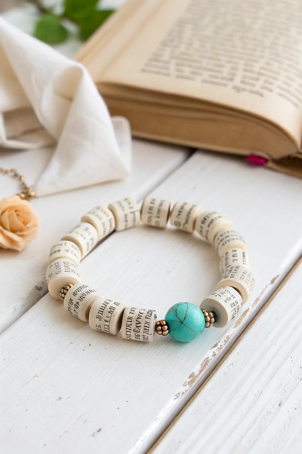 Wear your story with style—handcrafted book page beads for a unique minimalist look.