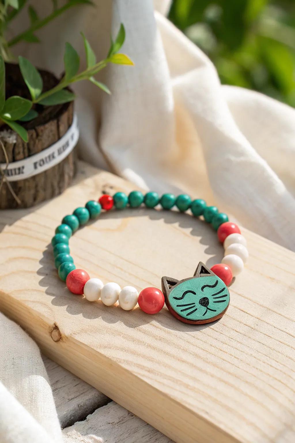 Embrace your wild side with this charming feline-inspired Kandi bracelet, a perfect blend of minimalism and bold colors!