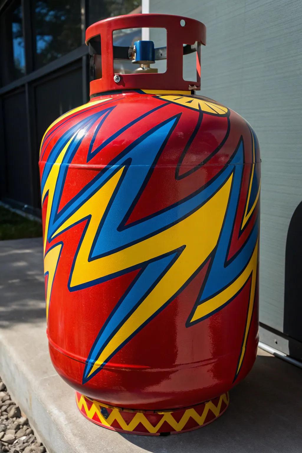 Transform your propane tank into a modern art statement with bold abstract patterns!