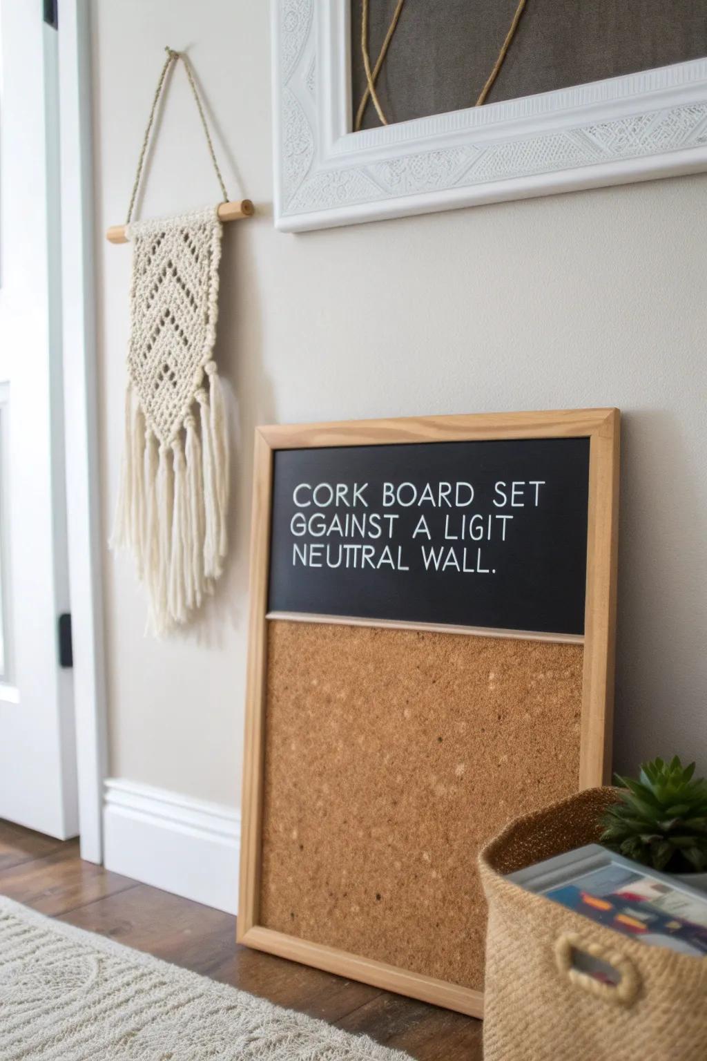Elevate your notes with a chic chalkboard addition to your cork board—where function meets style!