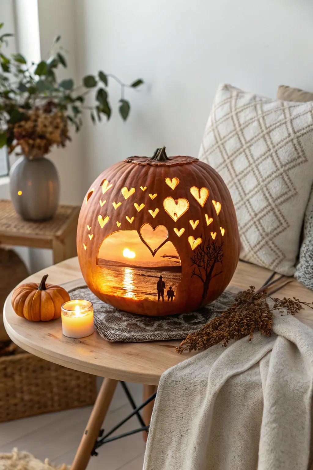 Capture Love's Glow: A Heartfelt Pumpkin Sunset