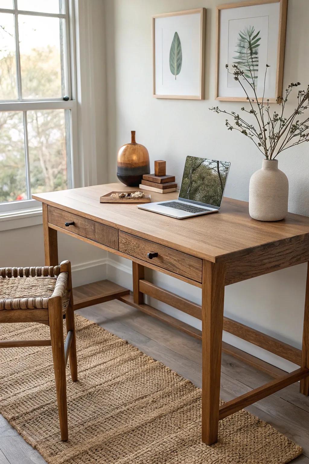 Embrace creativity with elegance: A spacious Scandinavian desk that inspires your crafting journey.