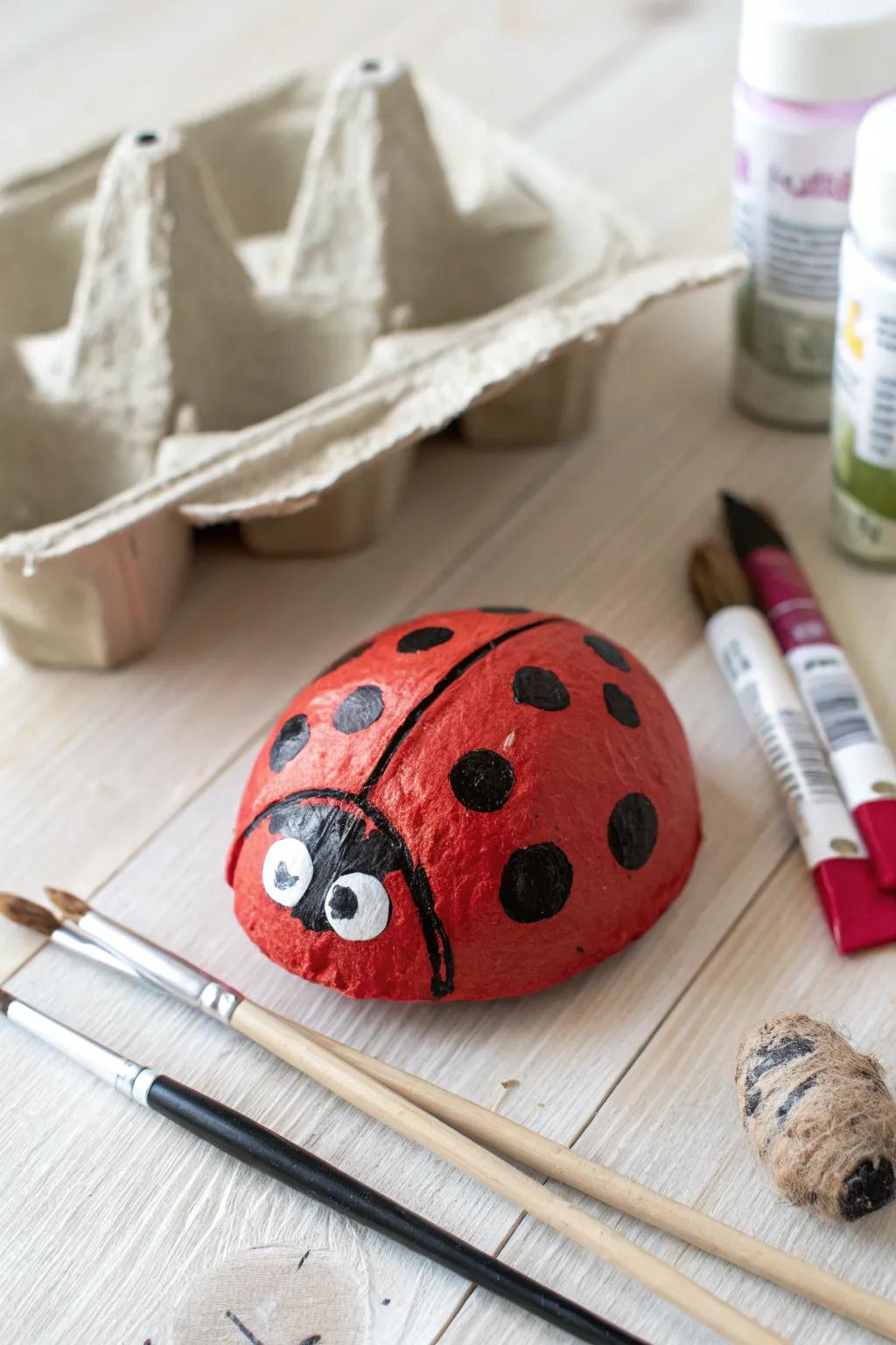 Transform egg cartons into delightful ladybugs with just a splash of paint and creativity!
