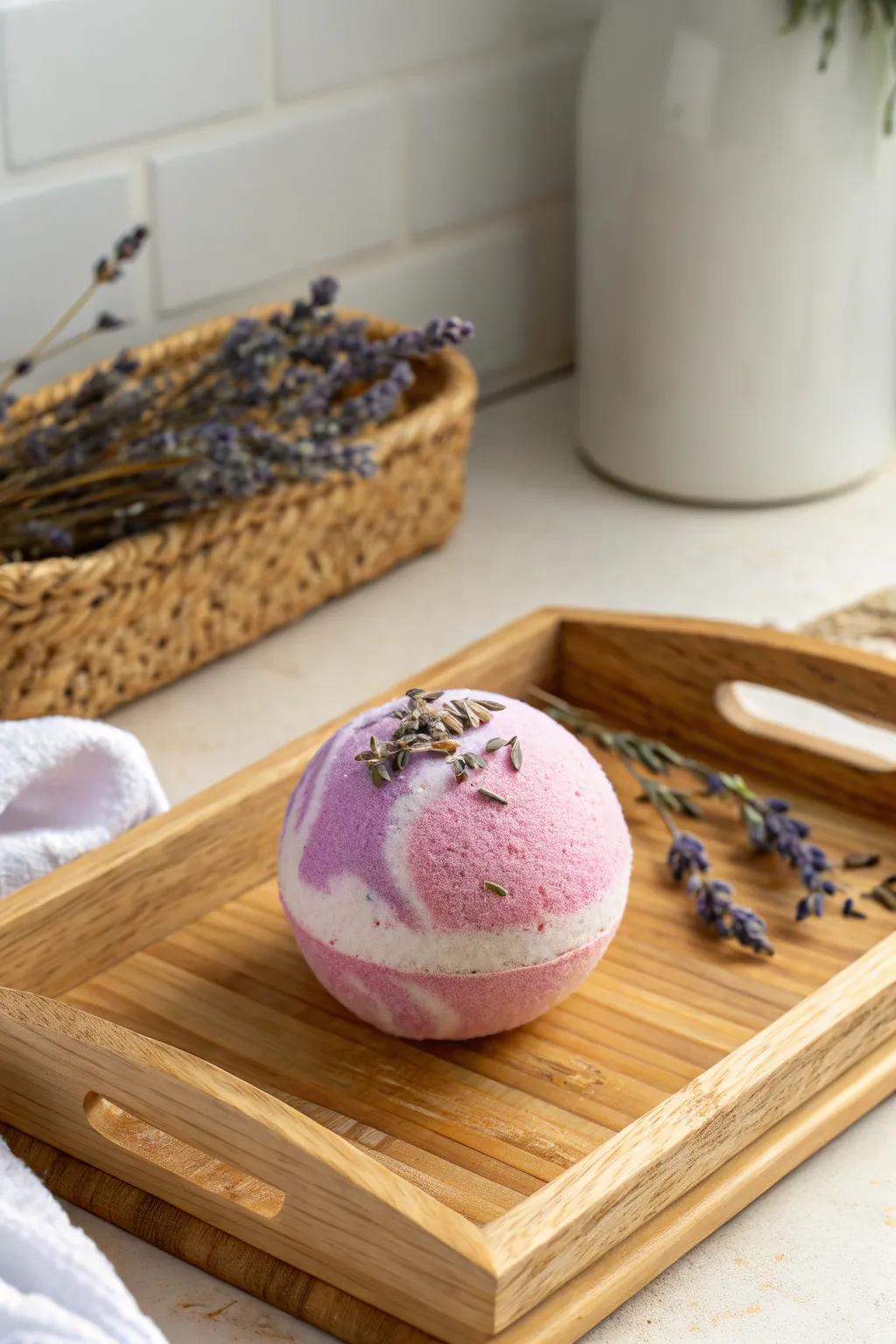 Transform your bath time with this artisanal bath bomb, a perfect blend of luxury and minimalistic charm.
