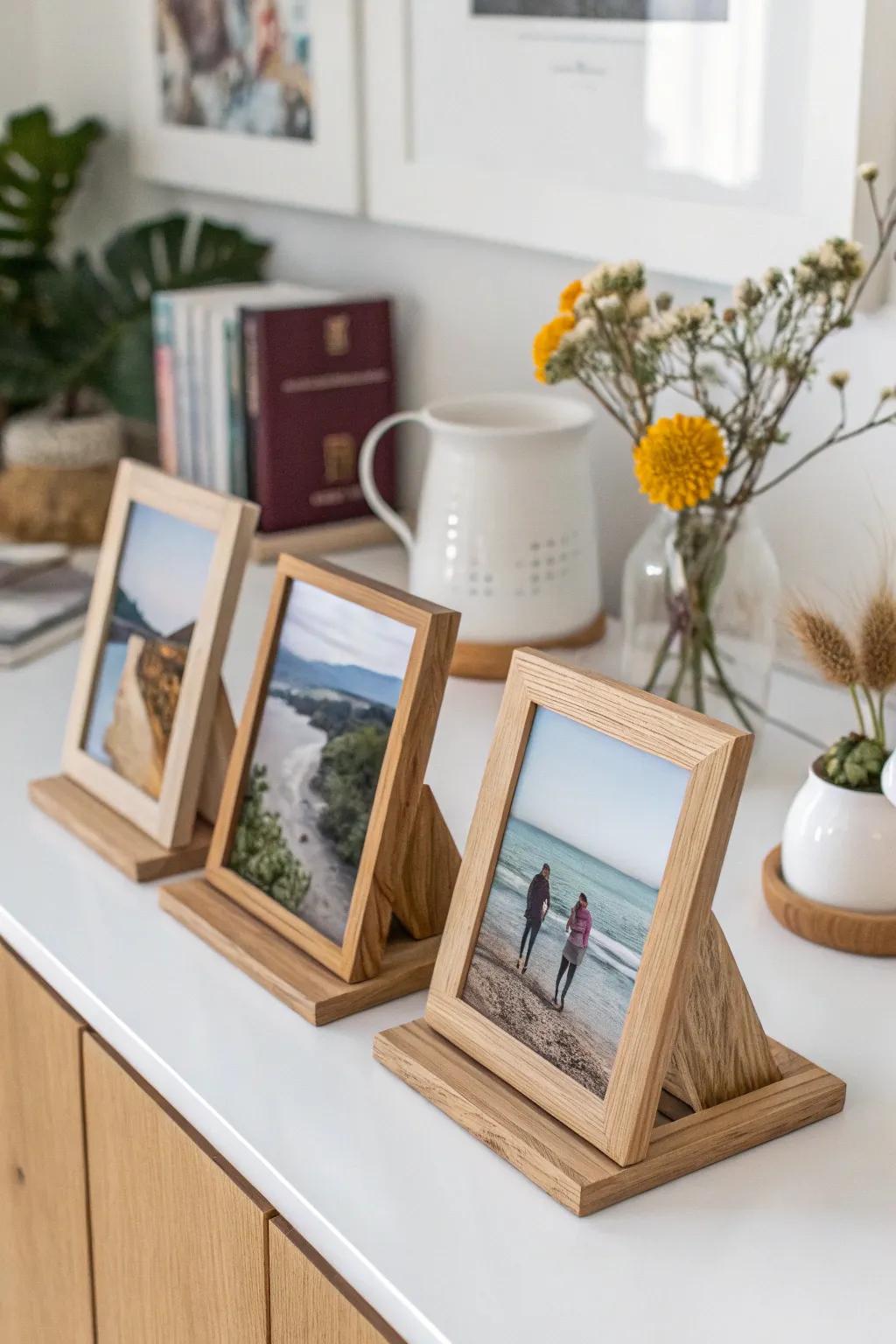 Elevate your memories with minimalist elegance: A rotating display of cherished moments.