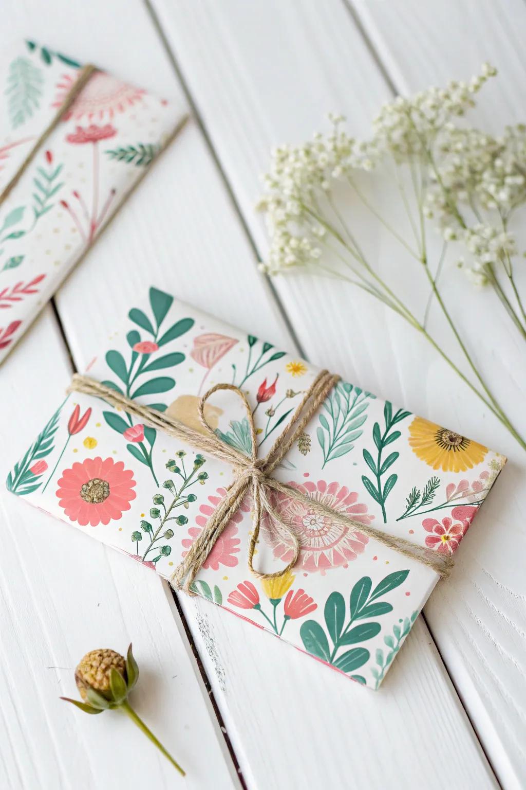 Embrace the season with a touch of handcrafted elegance in your gift card wrapping.