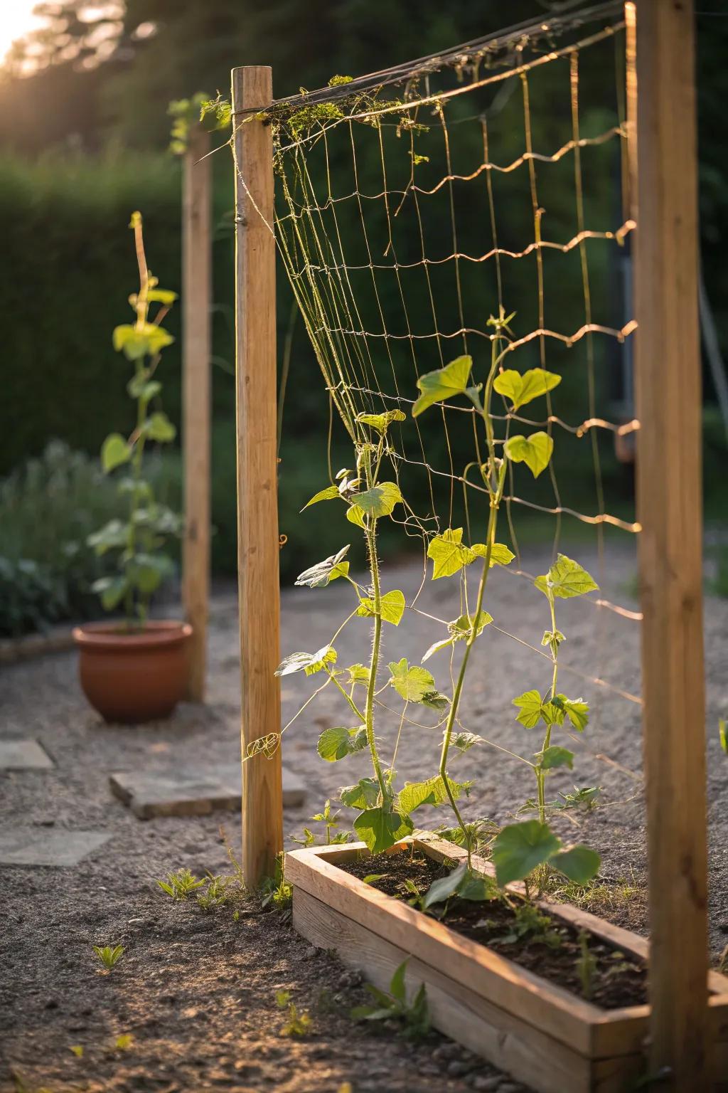 Elevate your garden's elegance with a minimalist trellis that merges form and function.