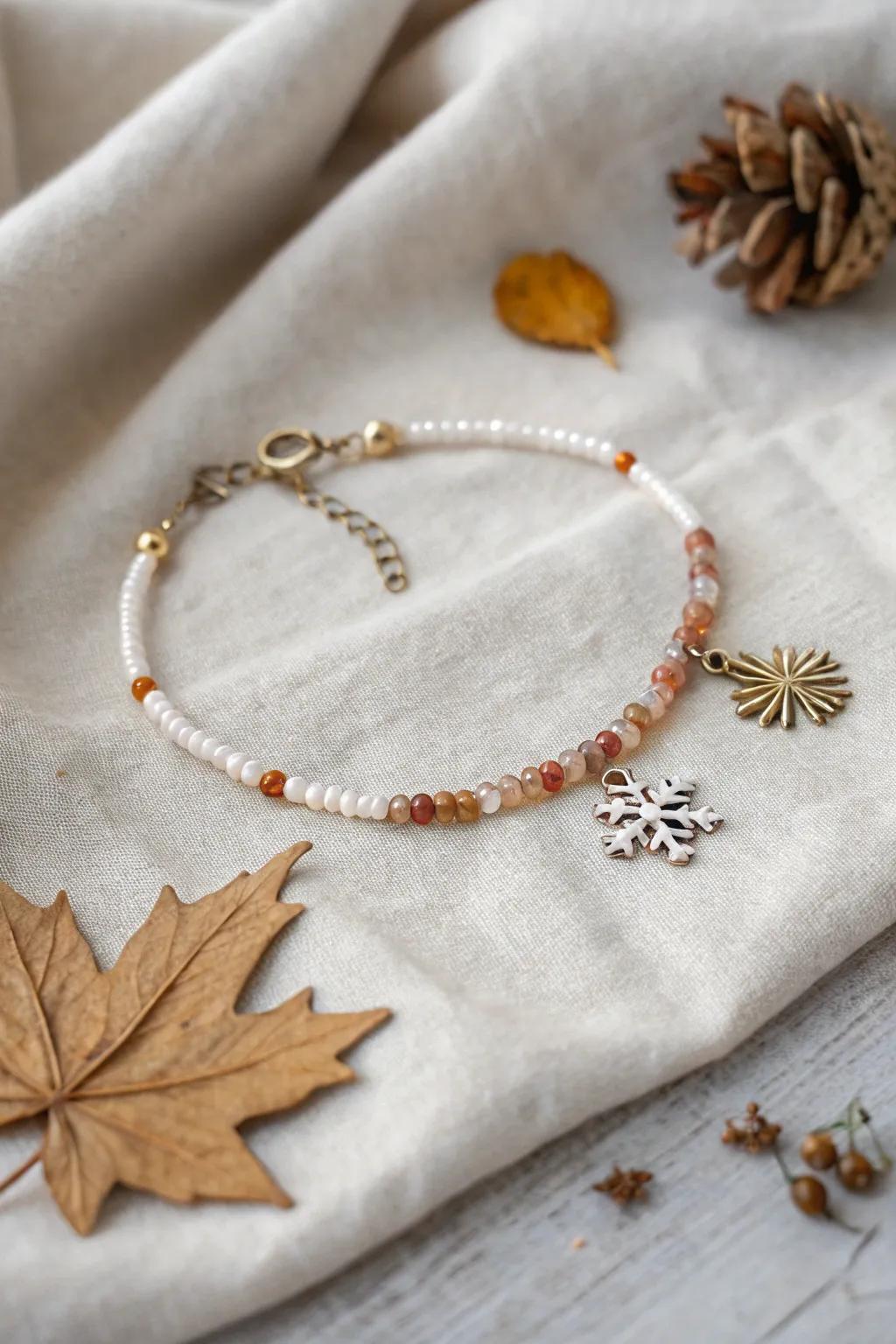 Embrace the season with handcrafted elegance: the perfect holiday-themed bracelet.