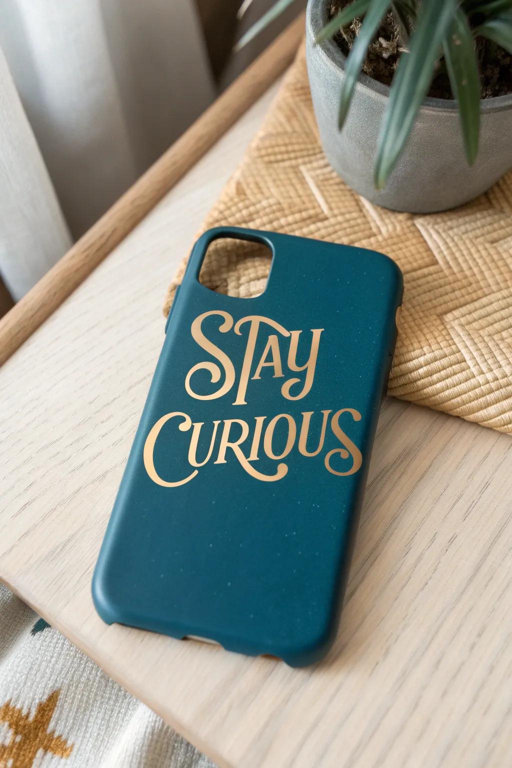 Embrace simplicity and inspiration with a custom message phone case.