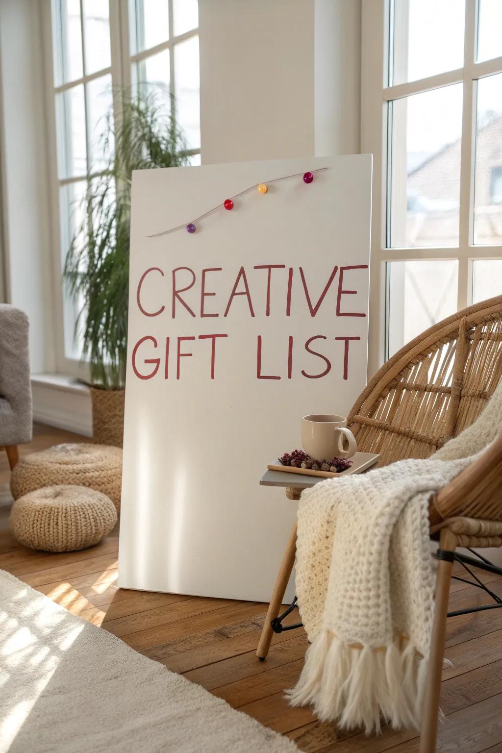 Stay organized and inspired this holiday season with a beautifully crafted gift list that adds a splash of creativity to your space.