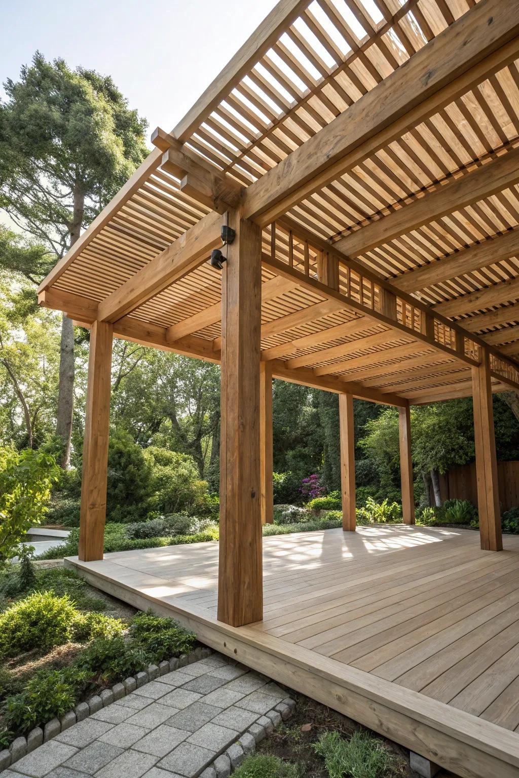 Embrace the outdoors with a masterfully crafted open-air pavilion that seamlessly integrates with nature.
