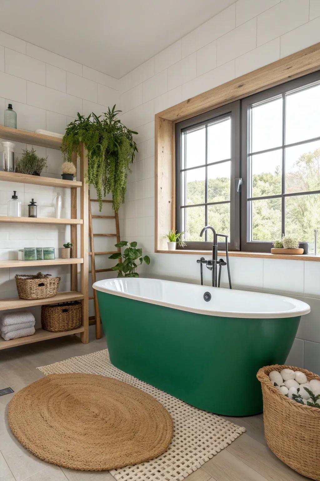 Transform your space with a bold splash of color—your bathtub can be the star of minimalist elegance!