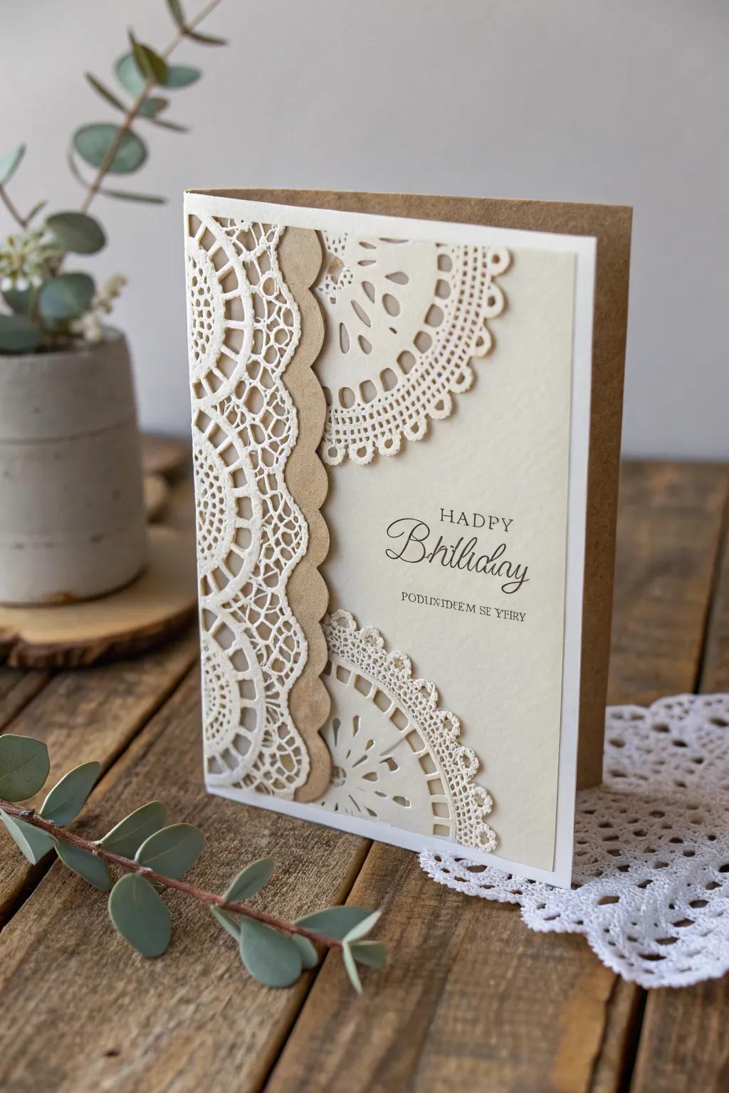 Craft vintage elegance with lace—transform your DIY birthday cards into timeless treasures.