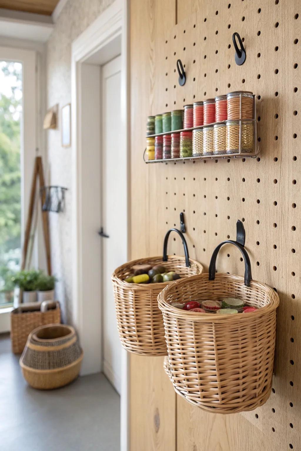 Embrace functional elegance with a DIY pegboard storage solution that combines style and practicality. #ScandiBoho #StorageSolutions