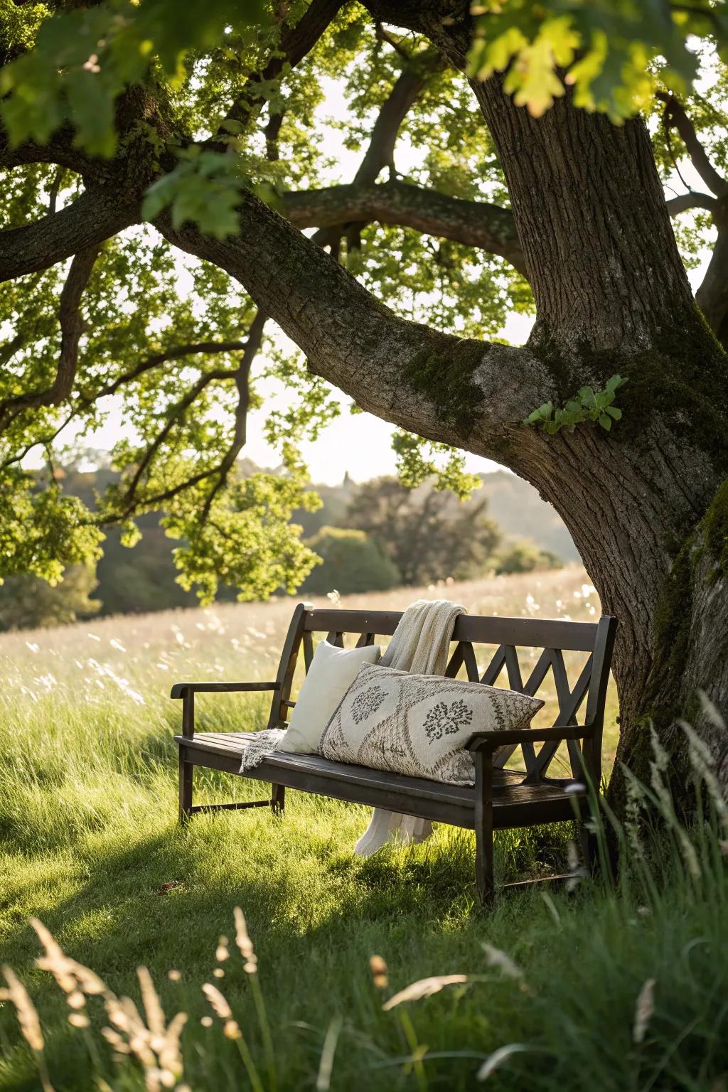Create a tranquil oasis for your furry friend under the natural shade of an oak tree. Embrace simplicity and natural beauty. #DIYDogShade #ScandiBohoStyle