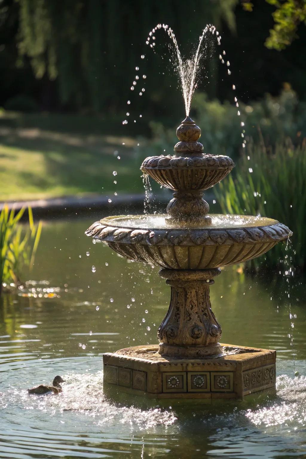 Harness the sun's power with this exquisite floating solar fountain—a perfect blend of artistry and nature.