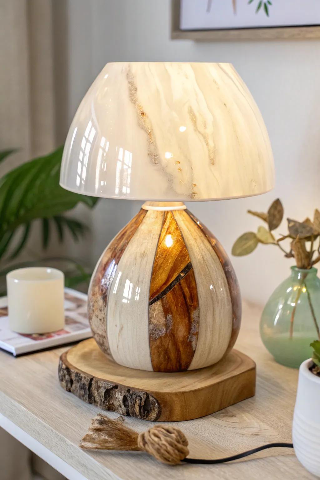 Illuminate your space with the natural beauty of an epoxy resin lamp, where craftsmanship meets minimalist elegance.