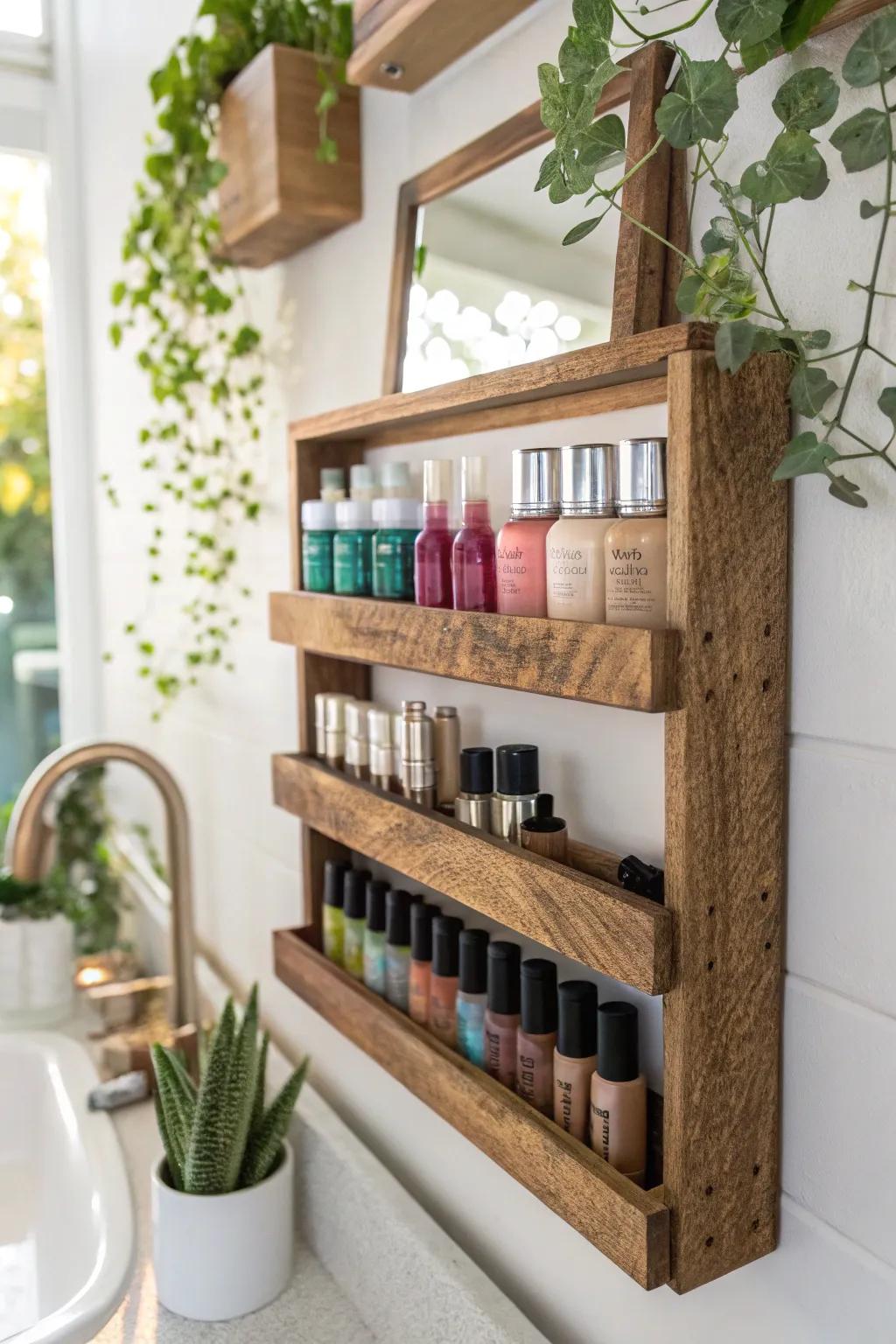 Transform your space with this minimalist makeup storage hack: repurposed spice racks!