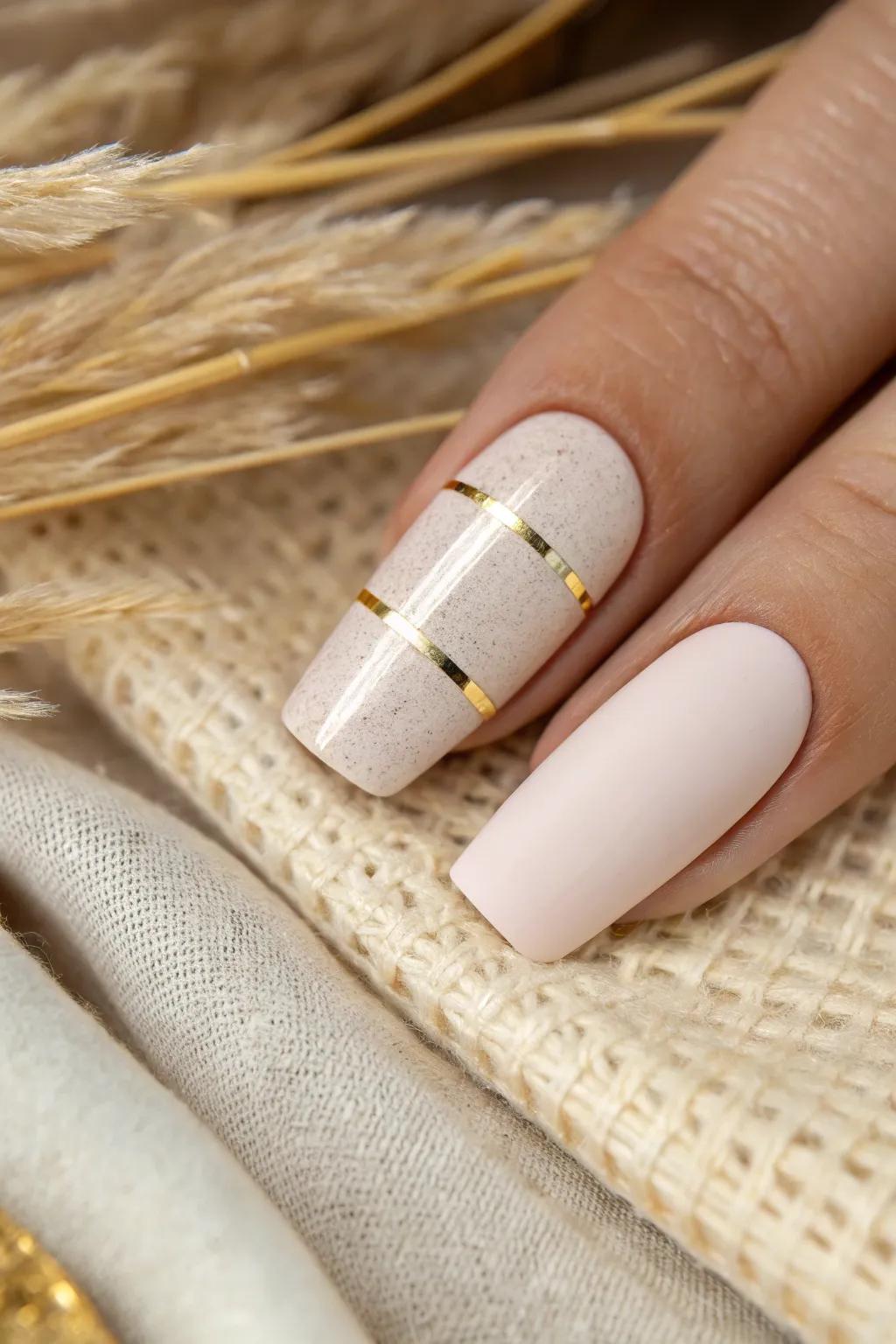 Elevate your manicure with a touch of metallic magic. Simple yet stunning!