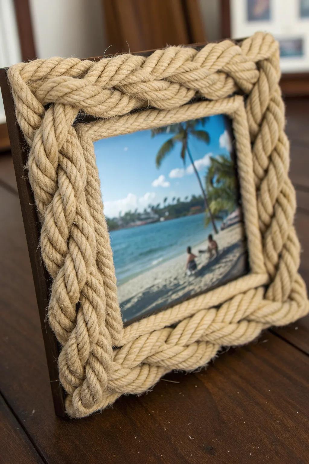 Capture coastal charm with a handcrafted rope picture frame, perfect for showcasing your treasured memories.