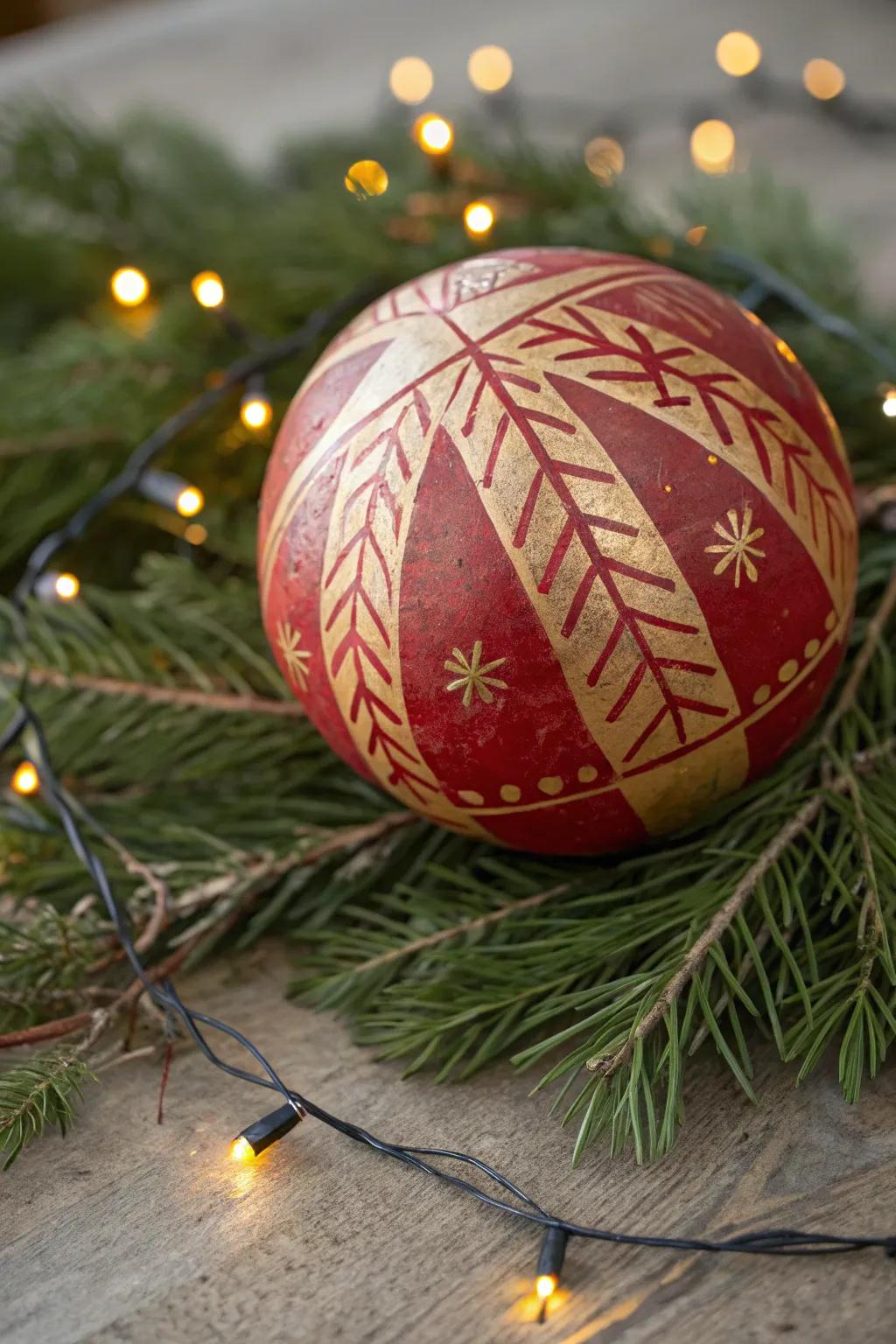 Transform old sports balls into stunning, oversized Christmas baubles for a festive, handcrafted touch to your yard decor!