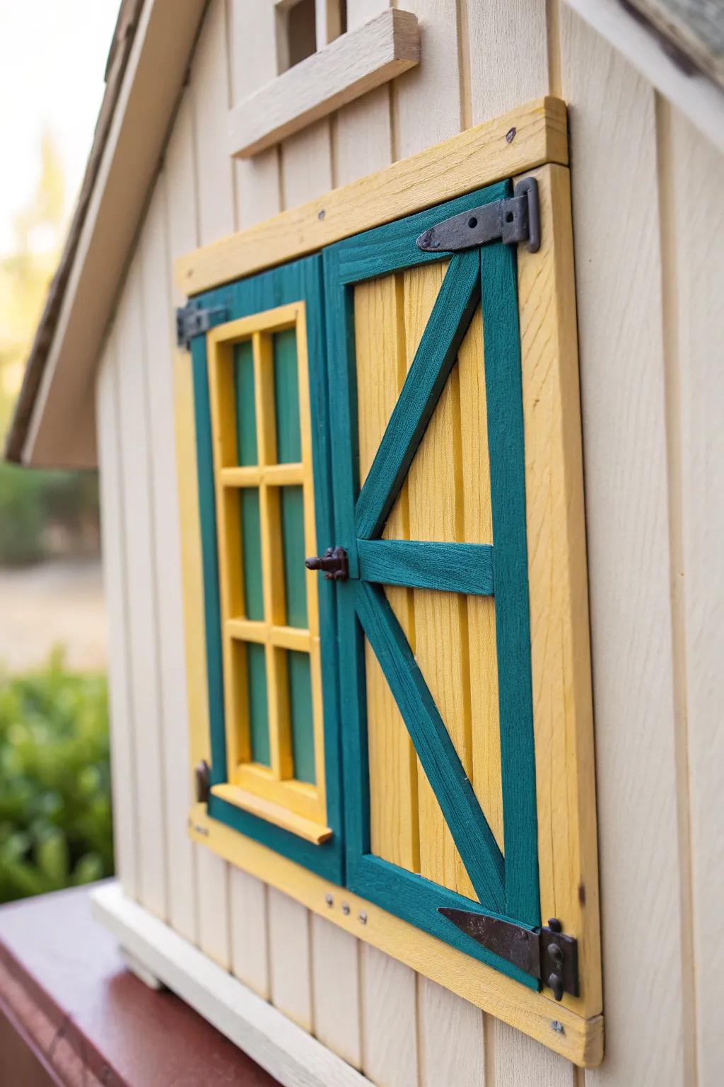 Elevate your DIY barn with charming, handcrafted windows and doors that pop with bold colors.