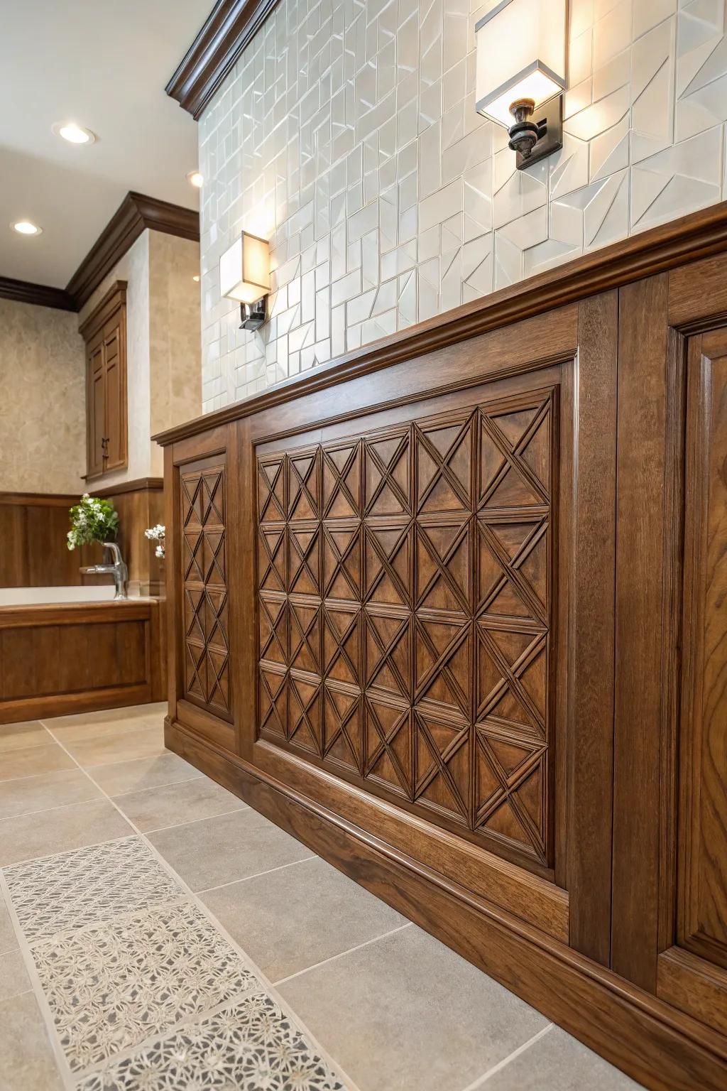 Elevate your bathroom with the timeless elegance of handcrafted wainscoting.