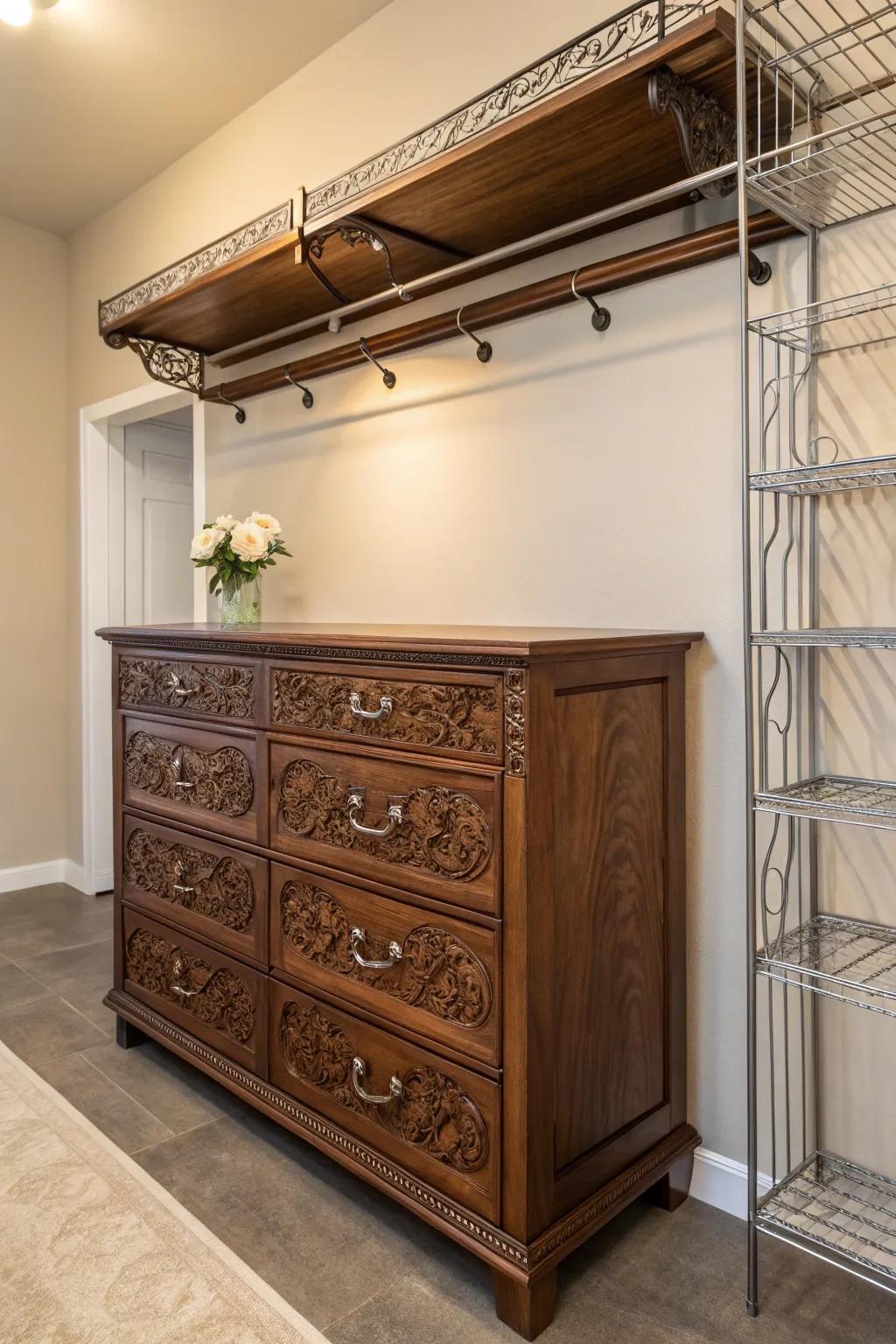 Transform your closet with handcrafted elegance and smart storage solutions. #DIYCloset #Craftsmanship