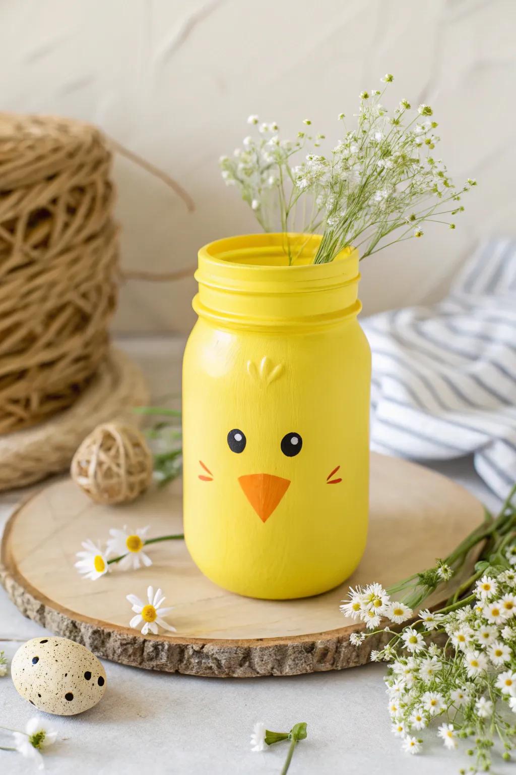 Brighten your Easter with this charming DIY chick mason jar!
