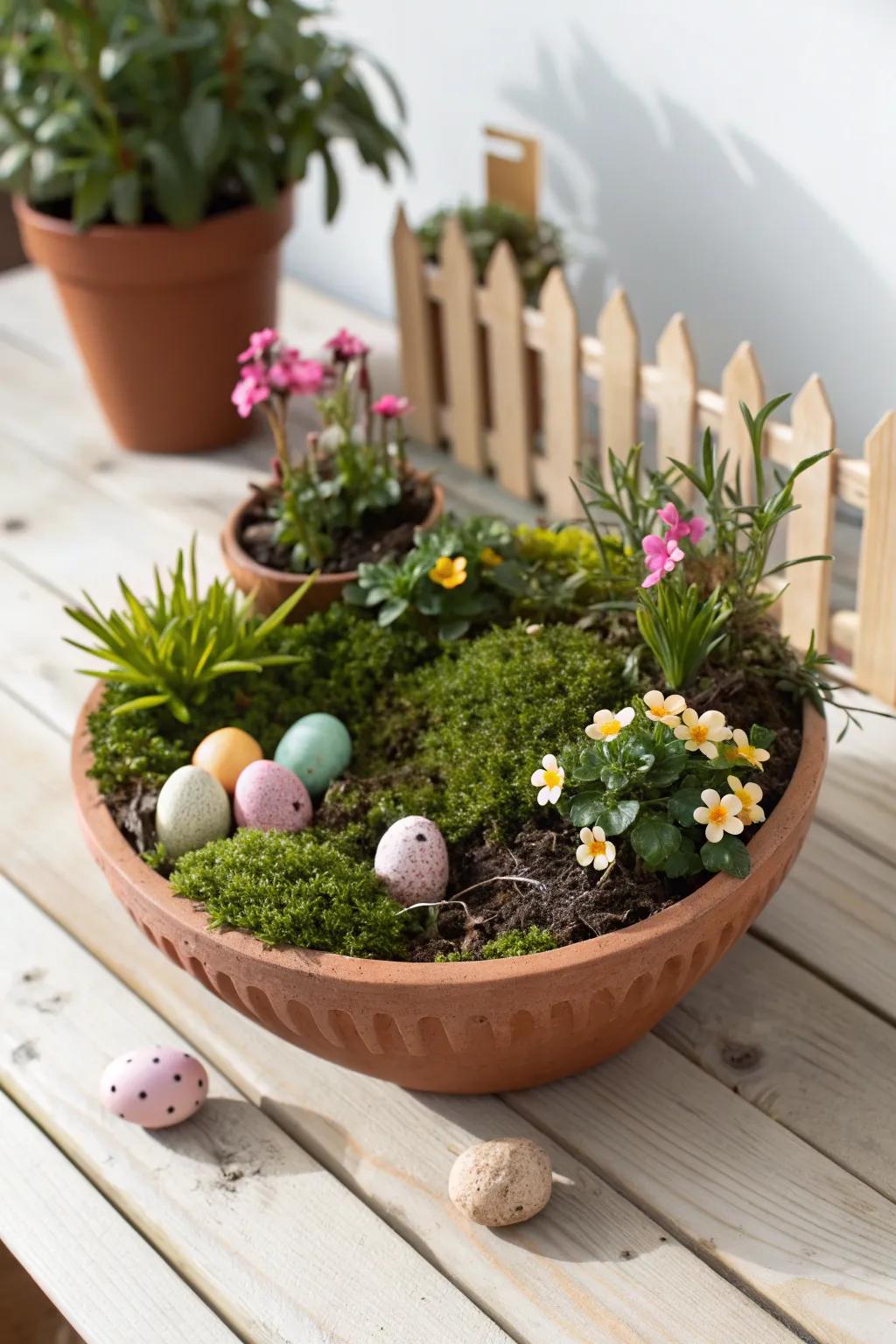 Create your own Easter magic with a charming miniature garden. 🌸🌿 #EasterCrafts #MiniGarden #ScandiBoho