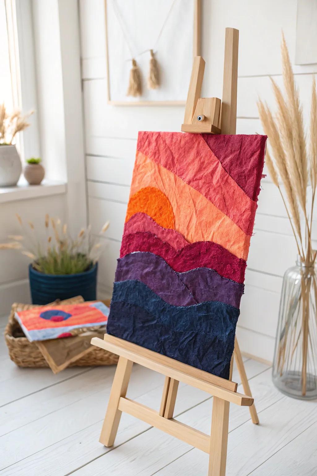 Unleash creativity with vibrant tissue paper collage – a joyful explosion of color and texture!